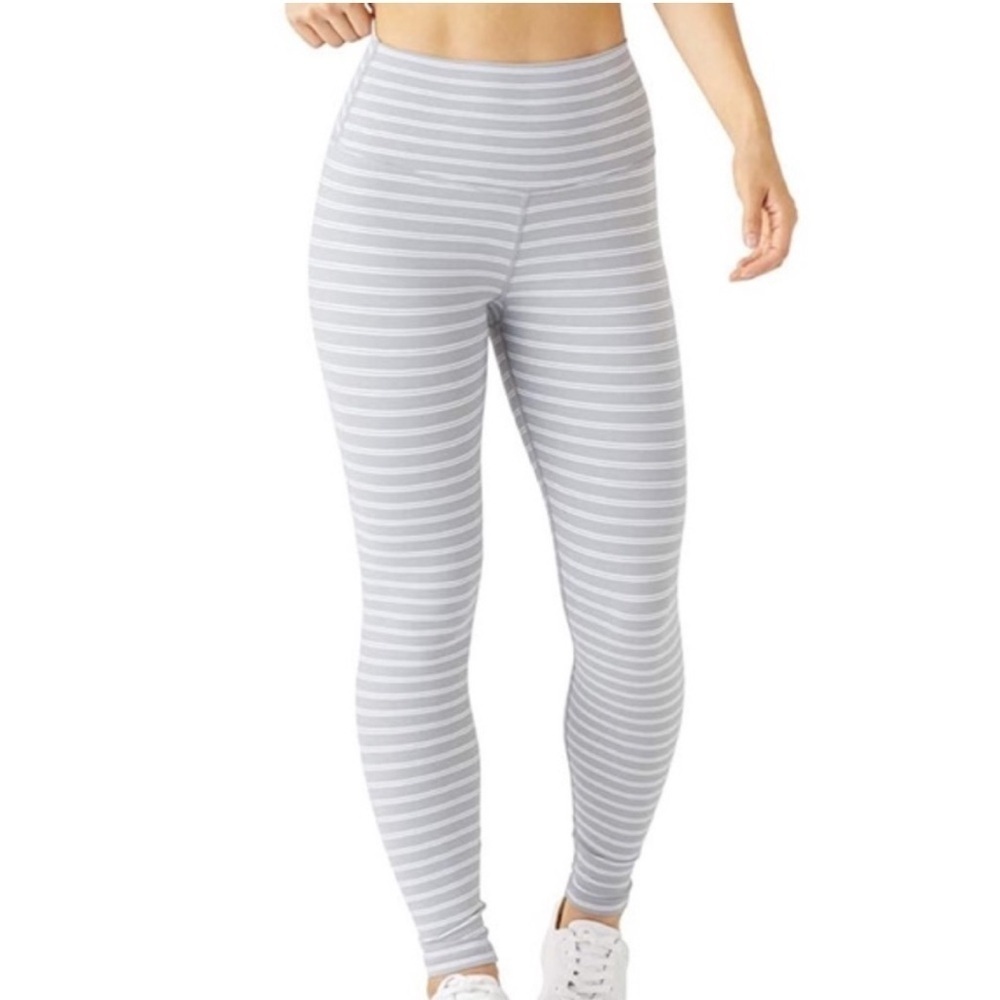 Glyder light gray + white stripe sultry leggings size small